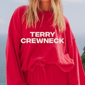 Daily Drills Pink Terry Crewneck Sweatshirt and Terry Sweat Shorts